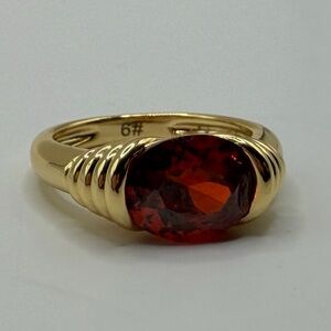 GORG SZ6 22kt SOLID YG GENUINE PYROPE GARNET HEIRLOOM STYLE BANDED RING! Graded